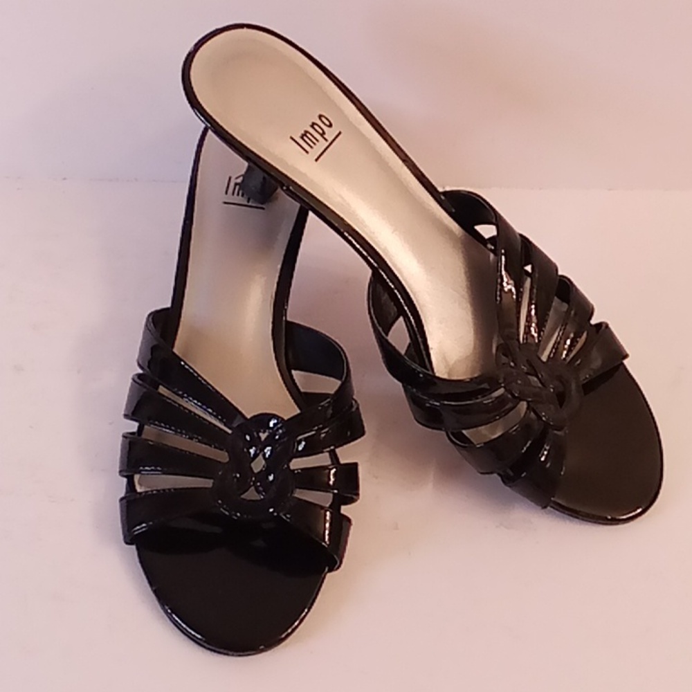 NEW Impo Women's Sz 8.5 Black Slip on Kitty Heels Shoes GY4D X